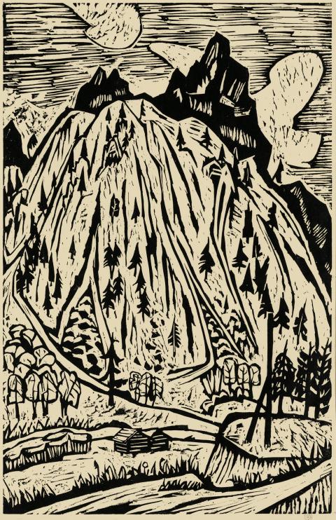 Hermann Scherer, Grosse Berglandschaft, Grand paysage de montagnes, 1924-1926