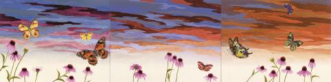 Greg Parma Smith, Groundless Panorama with Butterflies and Echinacea, 2016