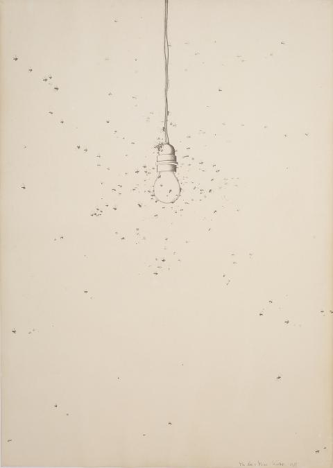 Alfred Hofkunst, Fliegen umschwirren eine Glühbirne, 1969