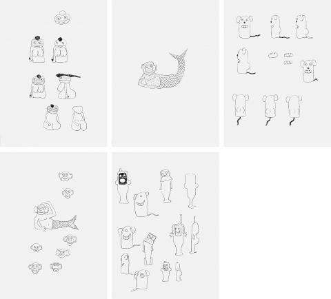 Olaf Breuning, Venus - Production Drawing, The Humans
Monkey Fish - Production Drawing, The Humans
Mouse - Production Drawing, The Humans
Mickey Fish - Production Drawing, The Humans
Production Drawing, The Humans, 2007