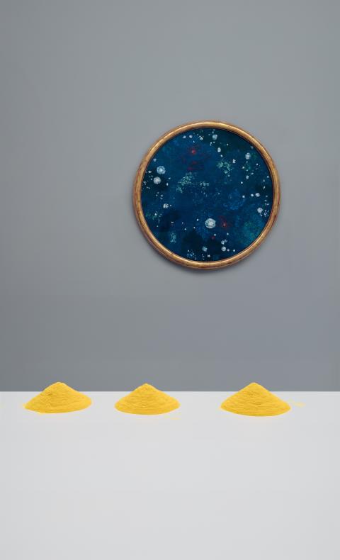 Exhibition view with artworks by Wolfgang Laib and Augusto Giacometti