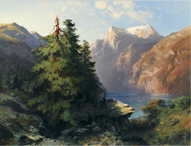 Alexandre Calame, Lac des Quatre-Cantons près de Brunnen, 1857