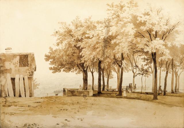 Wolfgang-Adam Töpffer, La Promenade Saint-Antoine à Genève, ca 1820