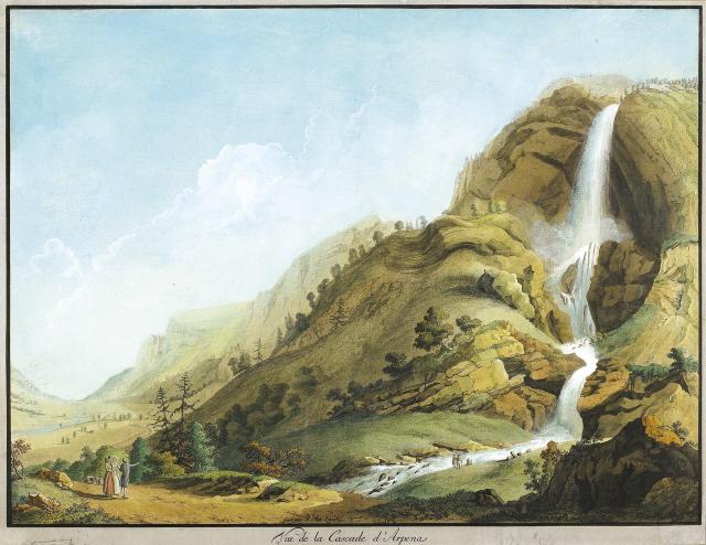 Jean-Antoine Linck, Vue de la cascade d'Arpenas, s.d.
