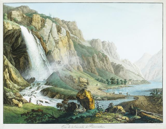 Jean-Antoine Linck, Vue de la cascade de Pissevache, s.d.