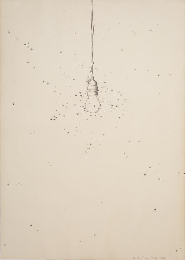 Alfred Hofkunst, Fliegen umschwirren eine Glühbirne, 1969