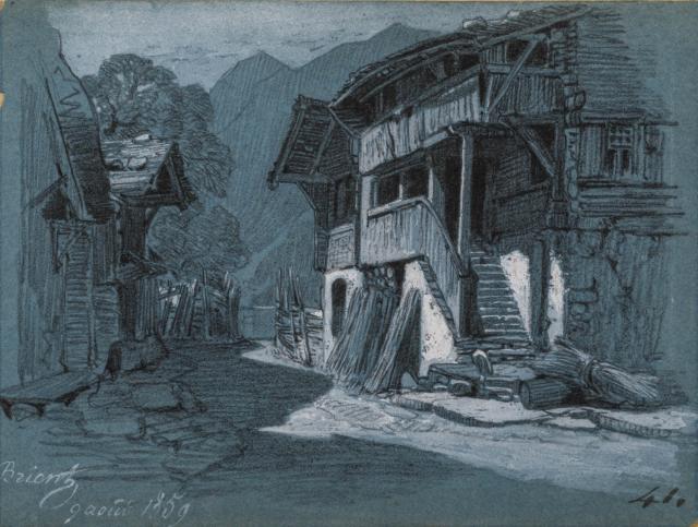 Alexandre Calame, Châlets à Brienz, 1859