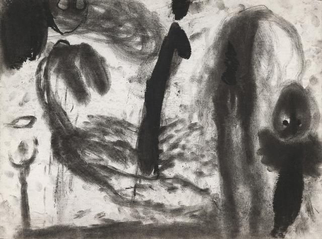 Miriam Cahn, m.d.k. + t. blutungsarbeit, 1986