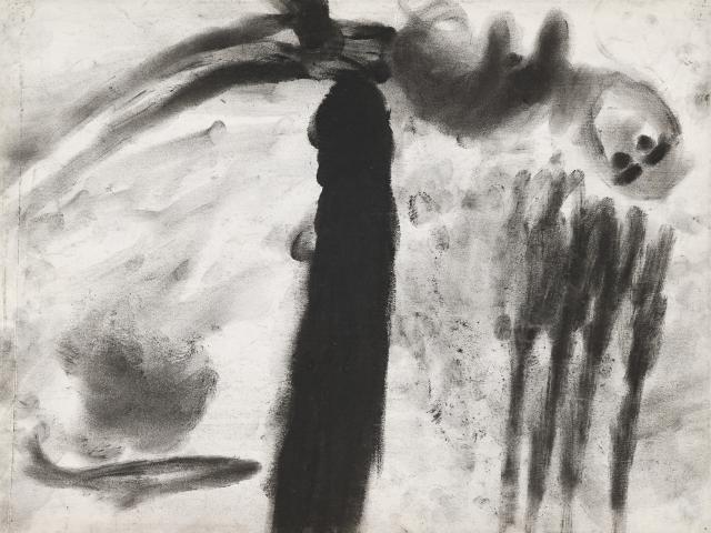 Miriam Cahn, m.d.k. + t. blutungsarbeit, 1986